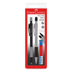 Lapiseira 0.7mm Poly Slim Office Cinza e Preta SM/07SLIMOFCP\233521 com 2 unidades Faber-Castell