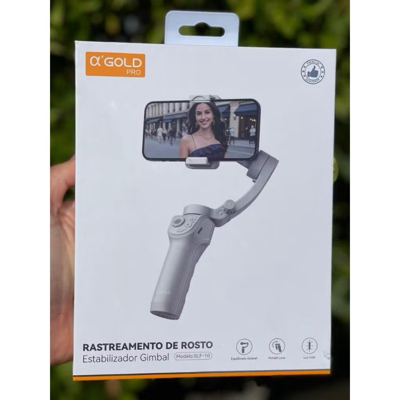 Bastão de Selfie Estabilizador Inteligente 3 em 1 com Tripé e Controle Bluetooth – Cinza Rastreamento de rosto Gimbal