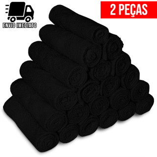 Kit 2 Toalha de Rosto Preta para Salão Profissional Cabeleireiro Barbearia Algodão CF