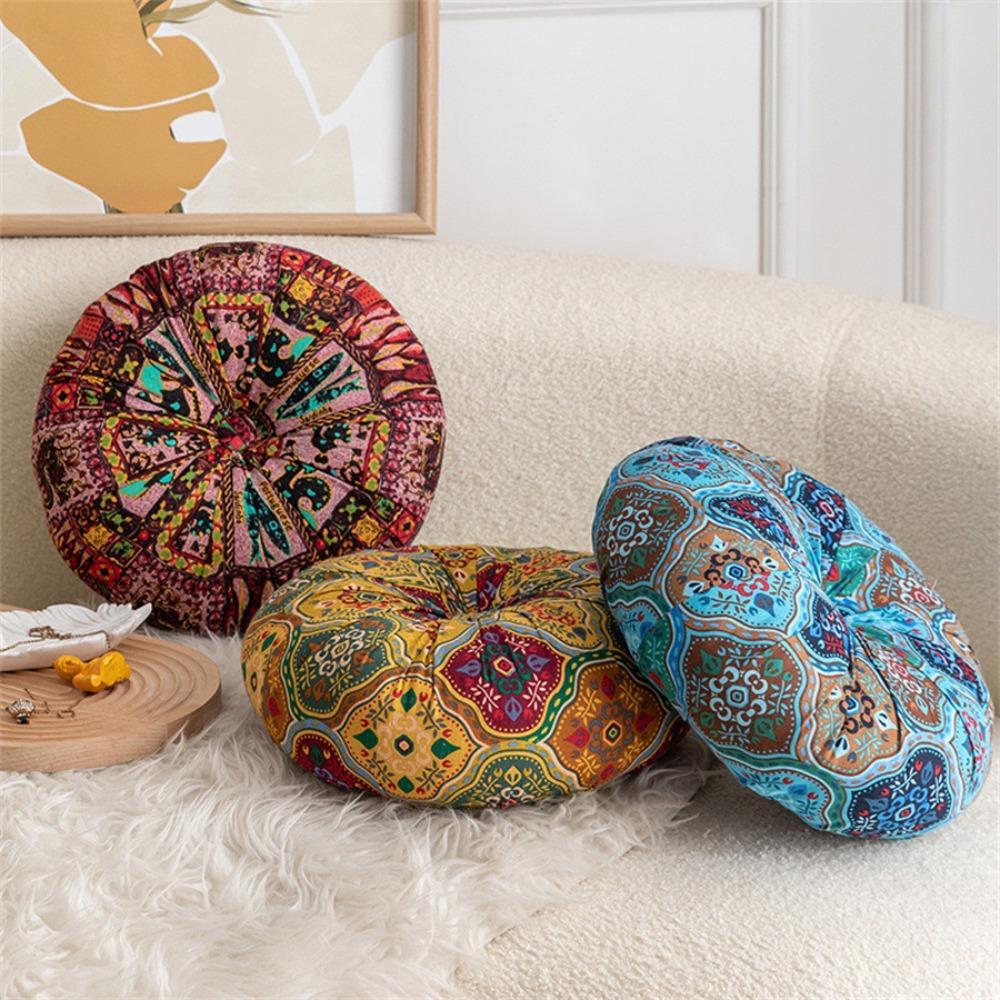 Imagem Almofada De Meditação Estilo Boêmio , Assento Tatami Colorida Redonda , Futon Macio De Enchimento De Algodão PP Espessad