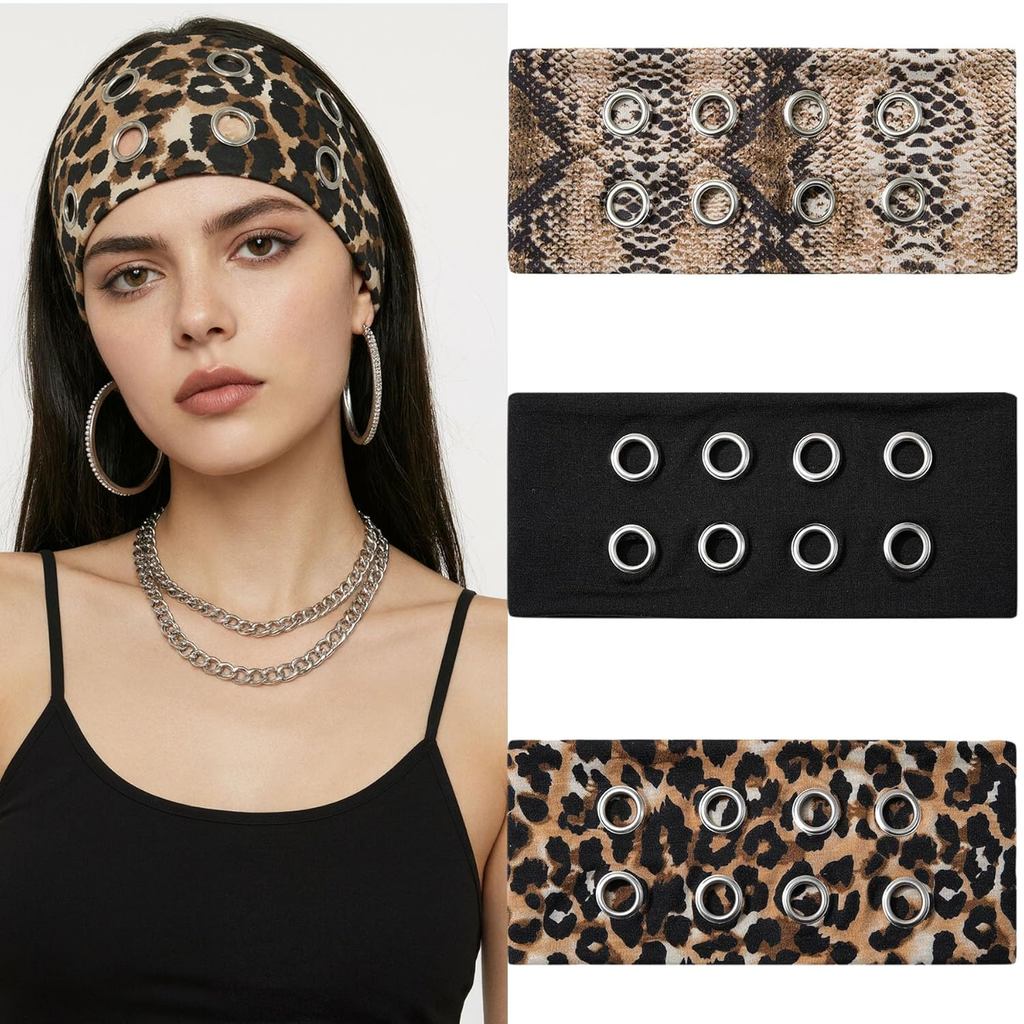 3 Faixas de Cabelo para Mulheres, Faixas de Cabelo com Design Vazado, Faixa de Cabelo Elástica Y2k, de Larg