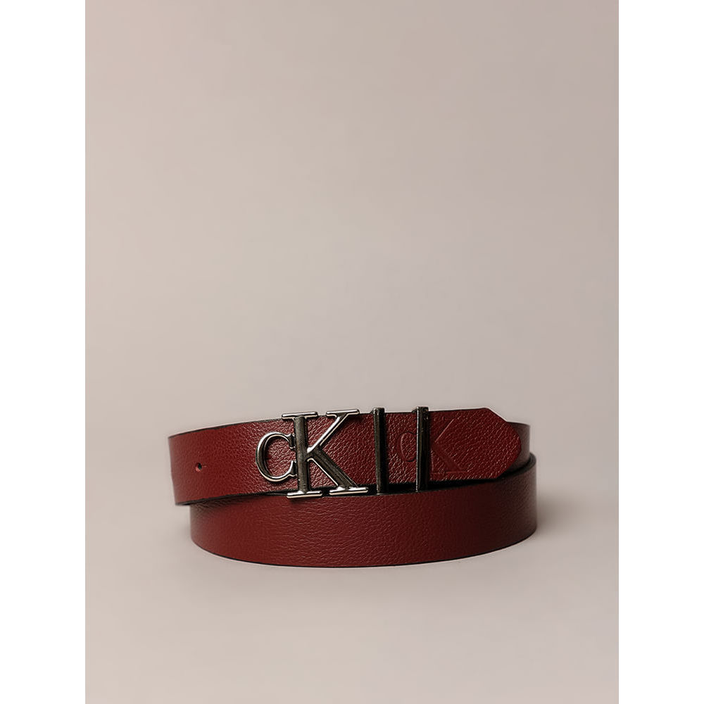 Cinto Calvin Klein Jeans Feminino Fivela Ck - Bordo
