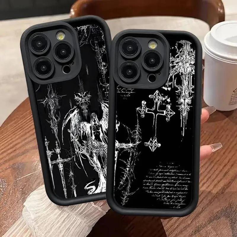Capa de Telefone Gótica com Símbolo Cibernético em Cruz para Motorola Moto Edge 