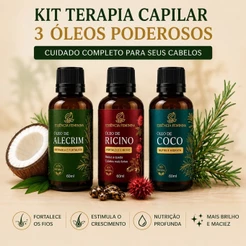 Kit Terapia Capilar Óleo de Coco + Rícino + Alecrim 60ml Misturinha umectação capilar completa