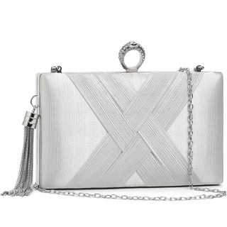 Bolsa de Mão Clutch de Noite com Strass Brilhantes RNIEGA, Bolsa Transversal Feminina com Corrente de Metal para Casamen