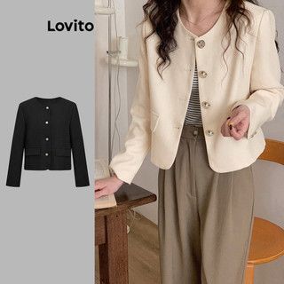 Lovito Elegante Blazer De Bolso Com Botão Outono Inverno Blazer Para Mulheres LNA29388 (Multi-color)