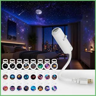 Projetor De Céu Estrelado 2 Em 1 Lâmpada De Projeção Alimentada Por USB Com 24 Discos De Filme Luz Noturna Para Crianças