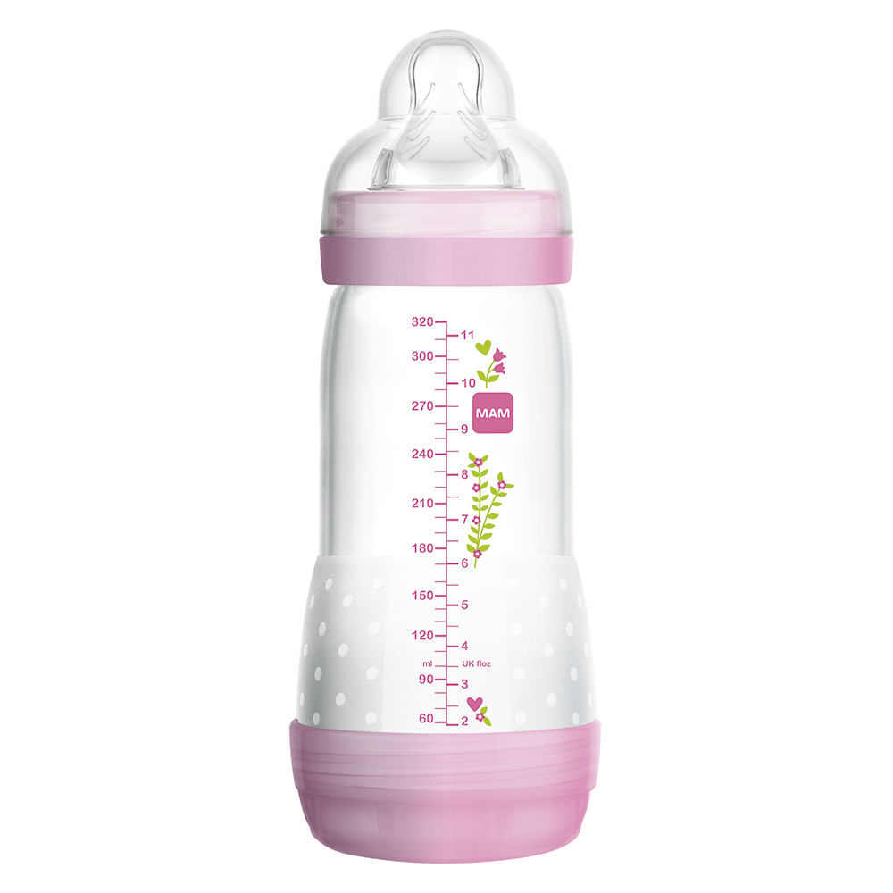 Mamadeira Mam Easy Start First Bottle Bico de Silicone Desenhos Sortidos 320ml 4+ Meses Gilrs Ref:4678