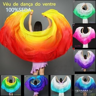 Véu de dança do ventre 100% seda, comprimento é de 2,5m, lenço