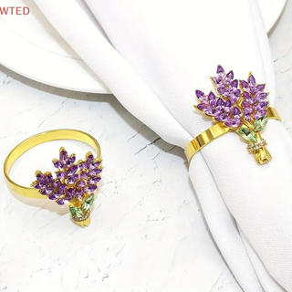 (WTED) 6 elegantes decorações de mesa em lavanda - Anéis de guardanapo em forma de guirlanda requintados, porta-guardana