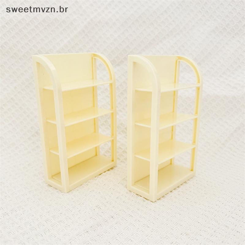 sweetmvzn Casa De Bonecas Em Miniatura Supermercado Prateleiras De 4 Camadas Comida Bebida Exibição Cena Móveis Armário
