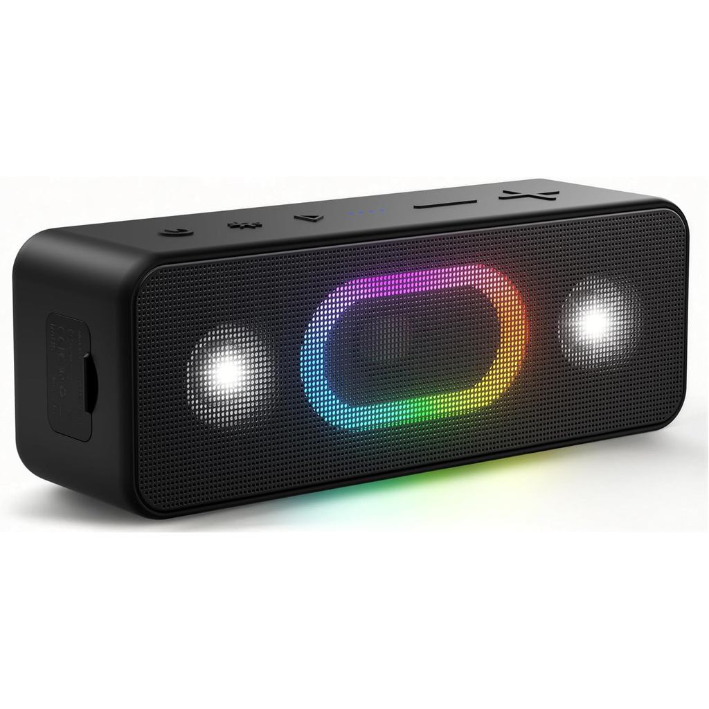 Caixa de Som Bluetooth OHAYO, Caixas de Som Portáteis Sem Fio para Uso Externo, Som Potente e Luz Ambiente, Resistência