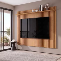Painel Ripado para TV até 85 Polegadas MDF 230,5CMX183CM Versátil 1.8 Marrom Nature