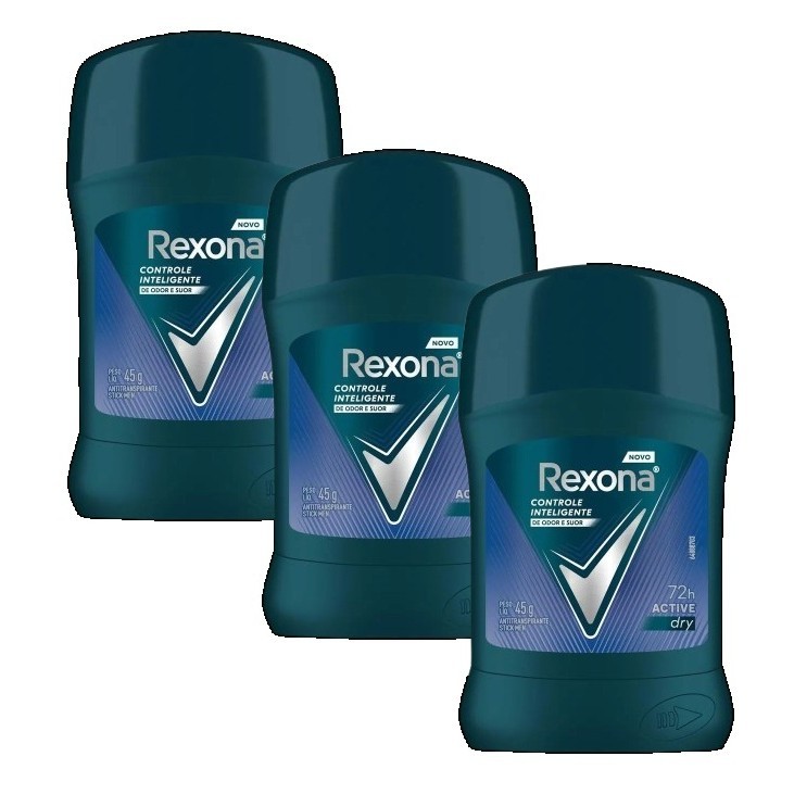 3 Desodorante antitranspirante stick REXONA ACTIVE DRY 45G