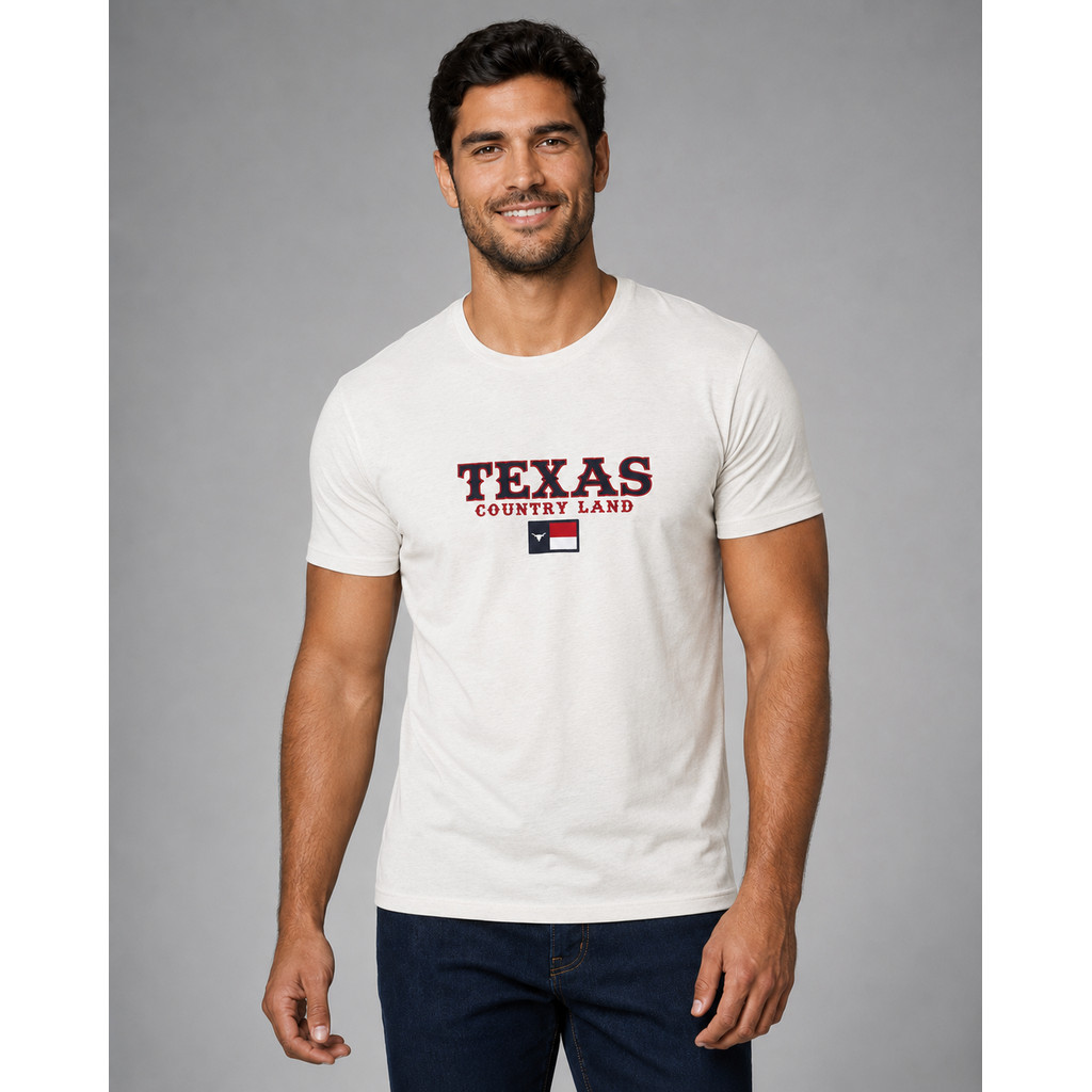 Camiseta Masculina Gola Redonda Lisa Estampada Bordada Country Casual Dia a Dia Festa Presente