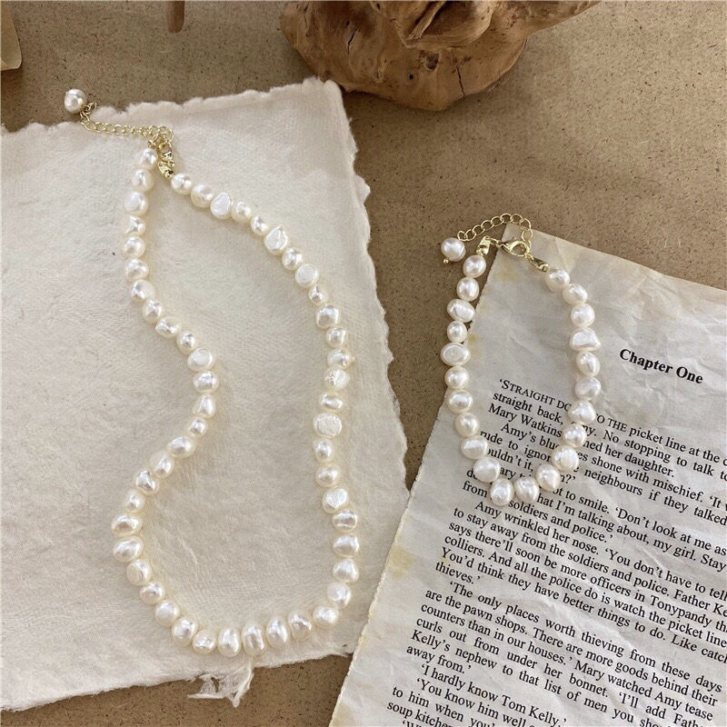 Colar de pérolas de água doce barroco pérola colar feminino versão coreana moda Blogger influenciador pérola pulseira co
