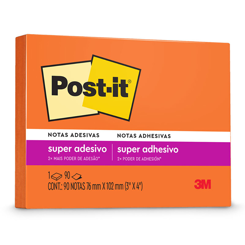Bloco de notas super adesivas Post-it Laranja Vital 76x102mm 90 folhas 3M
