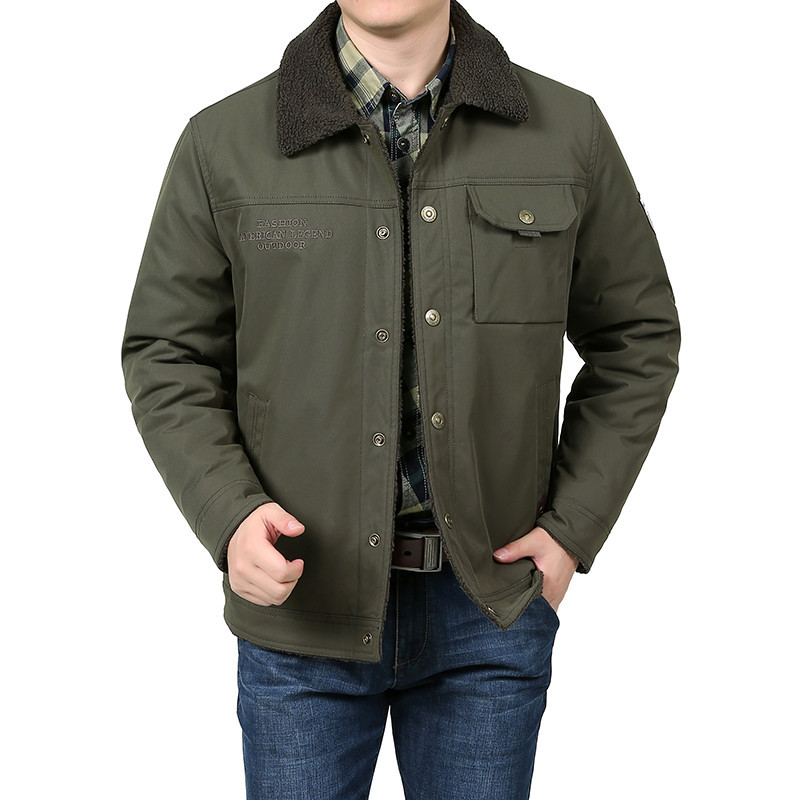 Jaqueta de meia-idade masculina roupas de inverno forro de lã espessamento Casual quente roupas masculinas de meia-idade