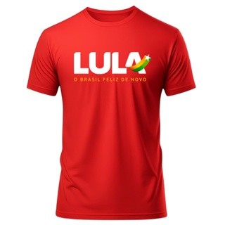 Camiseta Unissex Camisa Lula o Brasil Feliz De novo 100% Algodão do P ao G3 Plus Size
