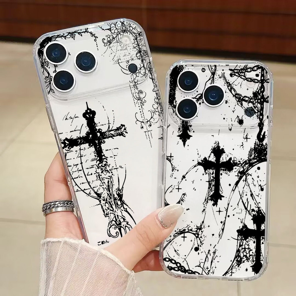 Capa De Marca Cruzada Gótica Escura Para Samsung Galaxy A27 A57 A37 A56 A55 A17 A07 A16 A06 A15 A54 A53 A14 A32 A26 A36 