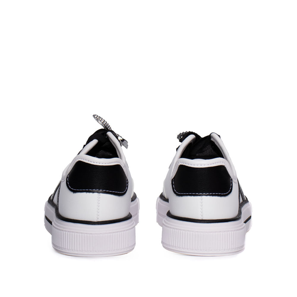 Tênis Infantil Molekinha Casual Adereço Metal Branco Preto · foto 2