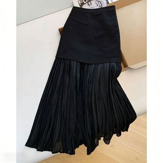 Estilo Francês Luz Costura De Luxo Saia Preta Plissada Feminina Primavera E Verão Novo Design Temperamento Cintura Alta 