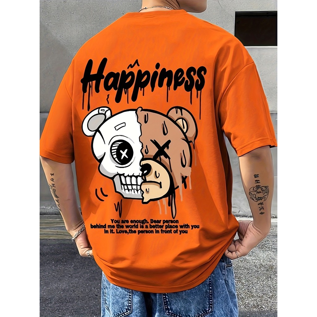 Verão masculino carta urso 3D camiseta confortável respirável umidade Wicking personalidade na moda lazer esportes legal