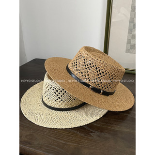 Francês Retro duro estilo dinheiro antigo chapéu de palha feminino férias à beira-mar oco chapéu superior viagem aba pla