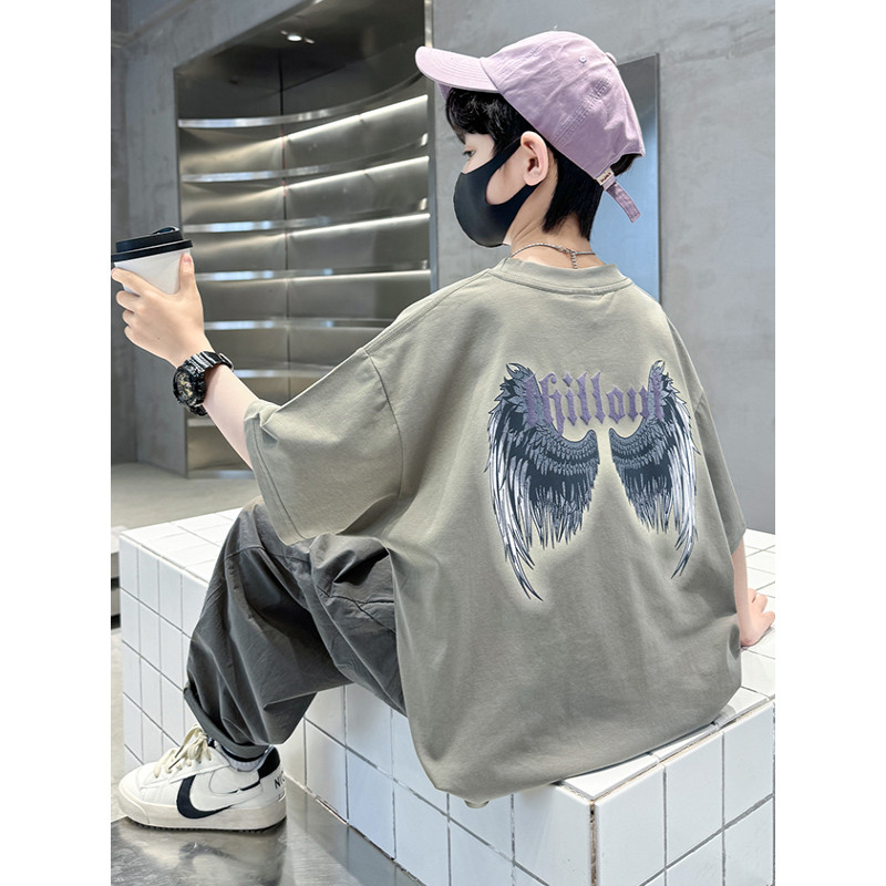 Meninos camisetas de manga curta médio grande crianças 2026 novo estilo verão estilo fino meninos camiseta topos adolesc