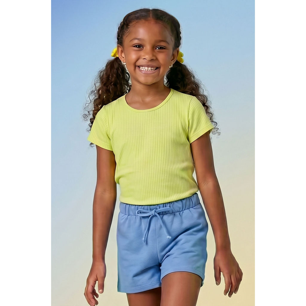 Short Básico Infantil Menina Moletom Elian Azul