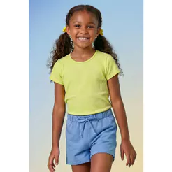 Short Básico Infantil Menina Moletom Elian Azul