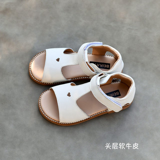 Meninas genuíno meninas couro genuíno princesa sandálias verão sapatos de praia respirável sola macia meninas bebê 2024 