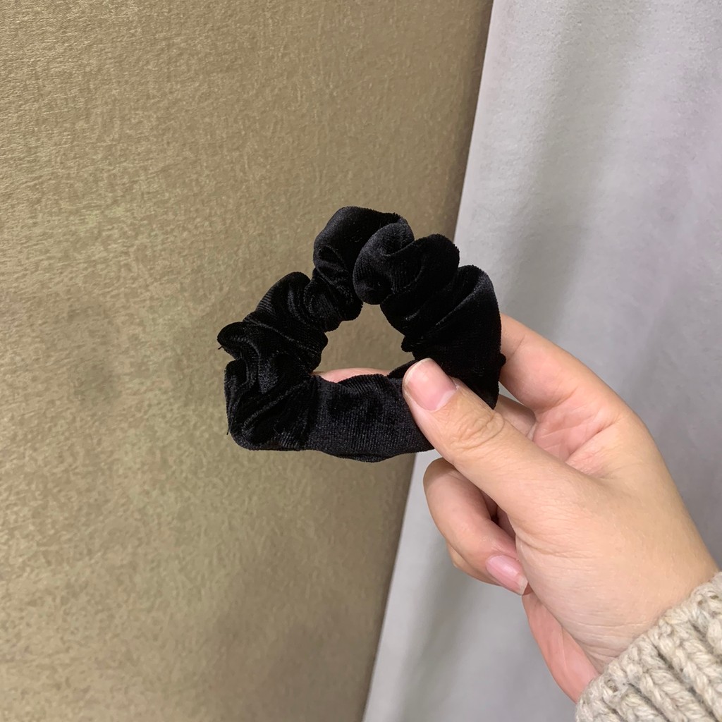 Elegante All-Match preto veludo Scrunchy bola faixa de cabelo elástico cabeça corda