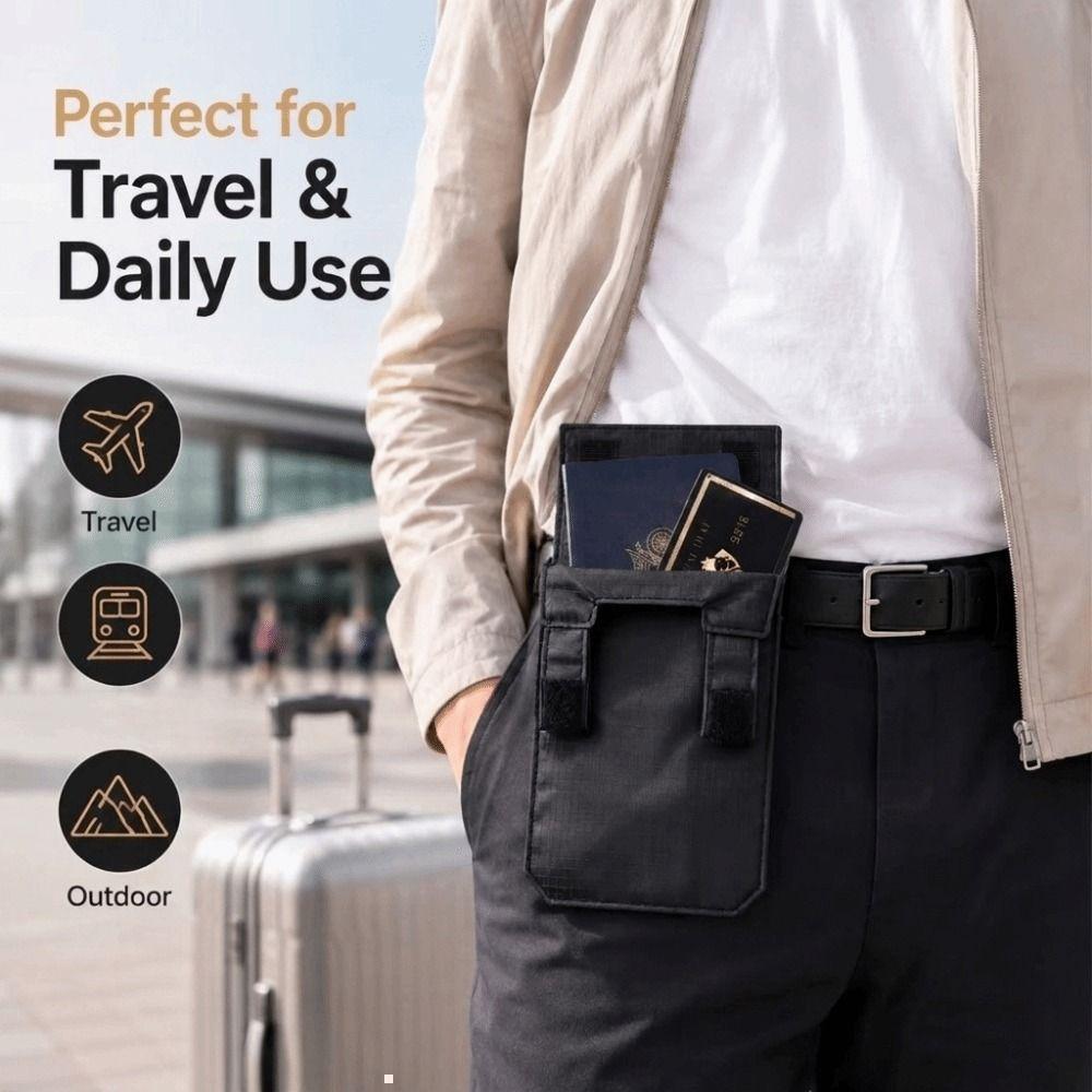 Carteira Masculina KERVOYN Com Cinto , Mini Bolsa Tipo Antirroubo Para De Cintura Resistente Ao Desgaste