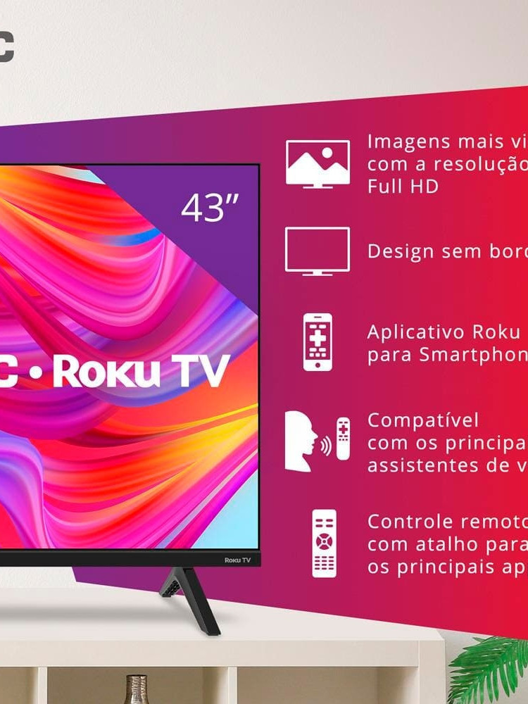 Smart TV 43 Full HD DLED 43S5045/78G Processador Quad Core Dolby Áudio AOC — imagem 2 de 2