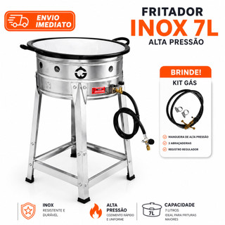 Fritador Pasteleiro A Gás Inox 7L Tacho Nº16 Profissional Com Brinde