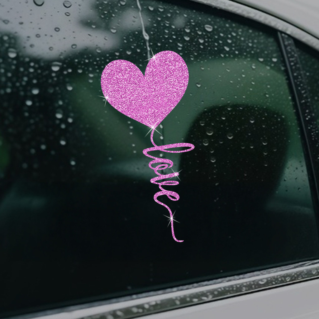 1 Peça Adesivo De Vinil Com Glitter Para Balão De Coração Script De Amor , Decalque Autoadesivo Brilhante , Decoração De