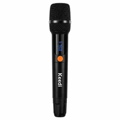 Microfone UHF Digital Recarregável Sem Fio Dinâmico Cardioide Display Receptor P10 50m Karaokê Eventos Keedi MIC-1030