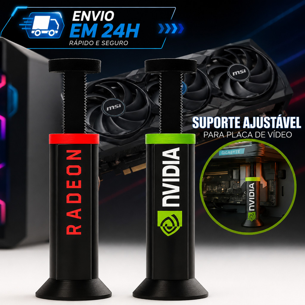 Suporte para Placa de Vídeo GPU Ajustável Nvidia e Radeon Universal