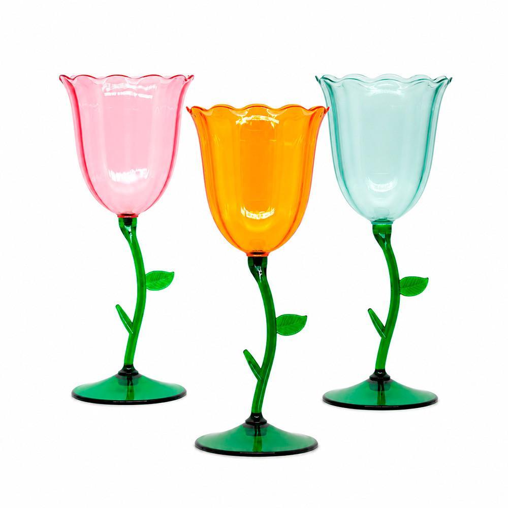 Taça Vinho Floréale Glass 265ml Acrílico Cristal Kit 4 Reutilizáveis Para Mesa Posta