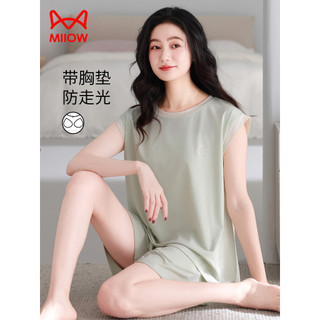 Gato pessoas com almofada no peito pijamas feminino verão Modal colete Shorts estilo fino 2026 novo estilo de seda gelo 