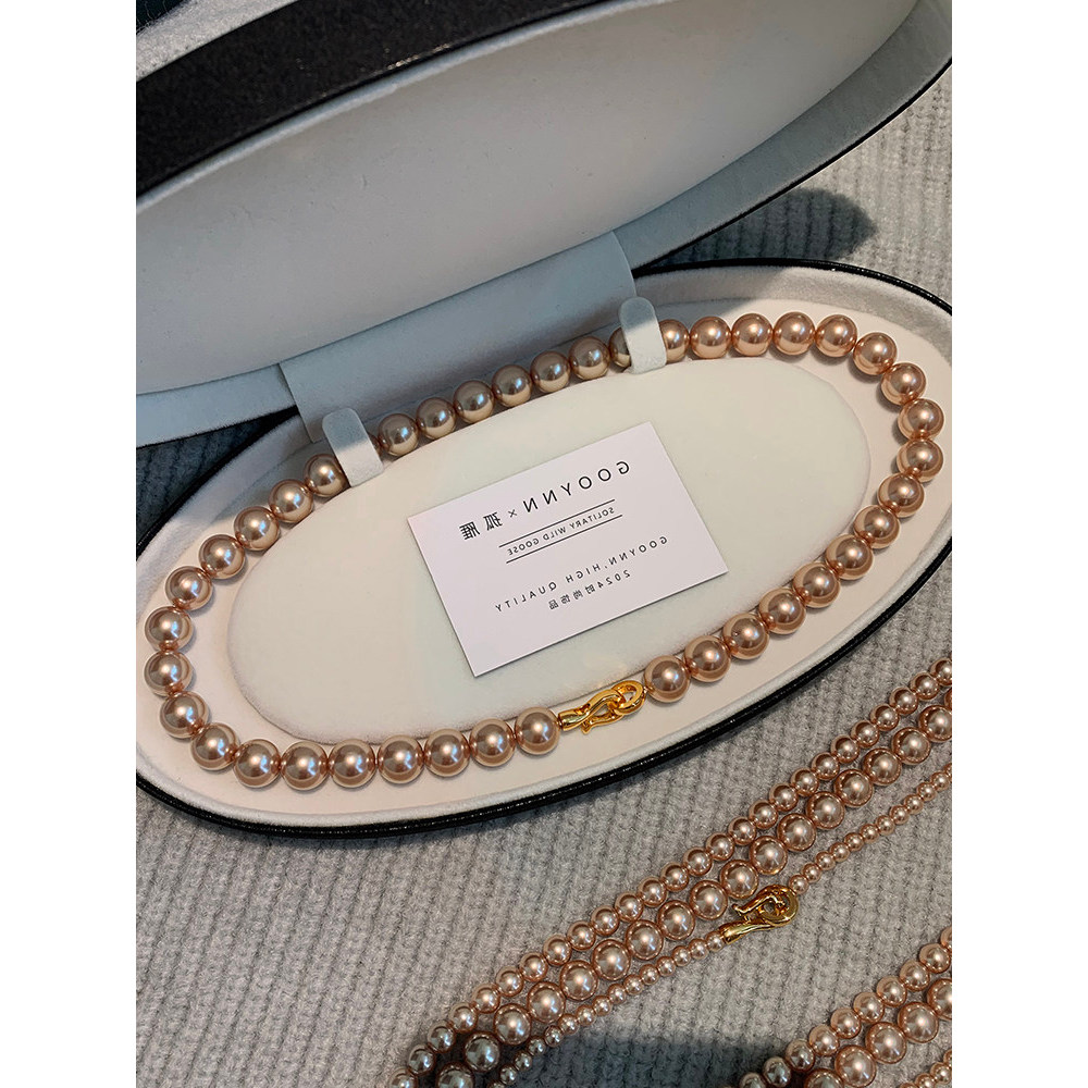 Rosa ouro champanhe pérola colar feminino 2026 novo estilo luz luxo nicho High-End elegante clavícula colar acessórios