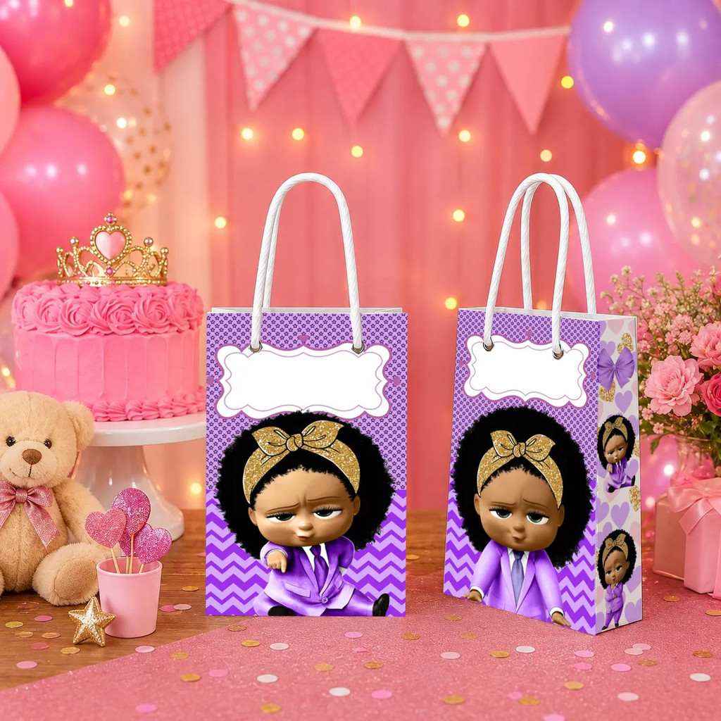 Sacolinhas Surpresa Personalizadas Poderosa Chefinha Lembrancinha Aniversário Com Nome e Idade Sacola Papel