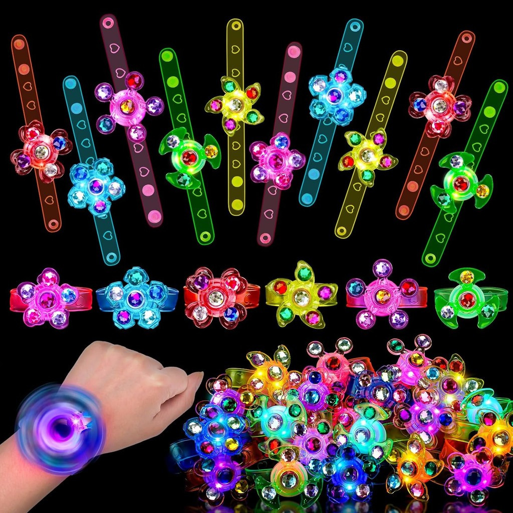 6/12 Unidades De Pulseiras LED Glow Spinner Iluminam Fidget Que Brilham No Escuro Lembrancinhas De Festa Brinquedos De A