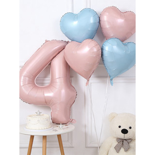Folha de alumínio 60cm amor coração balão bebê rosa número flutuante balão de ar bebê primeiro aniversário decoração fot