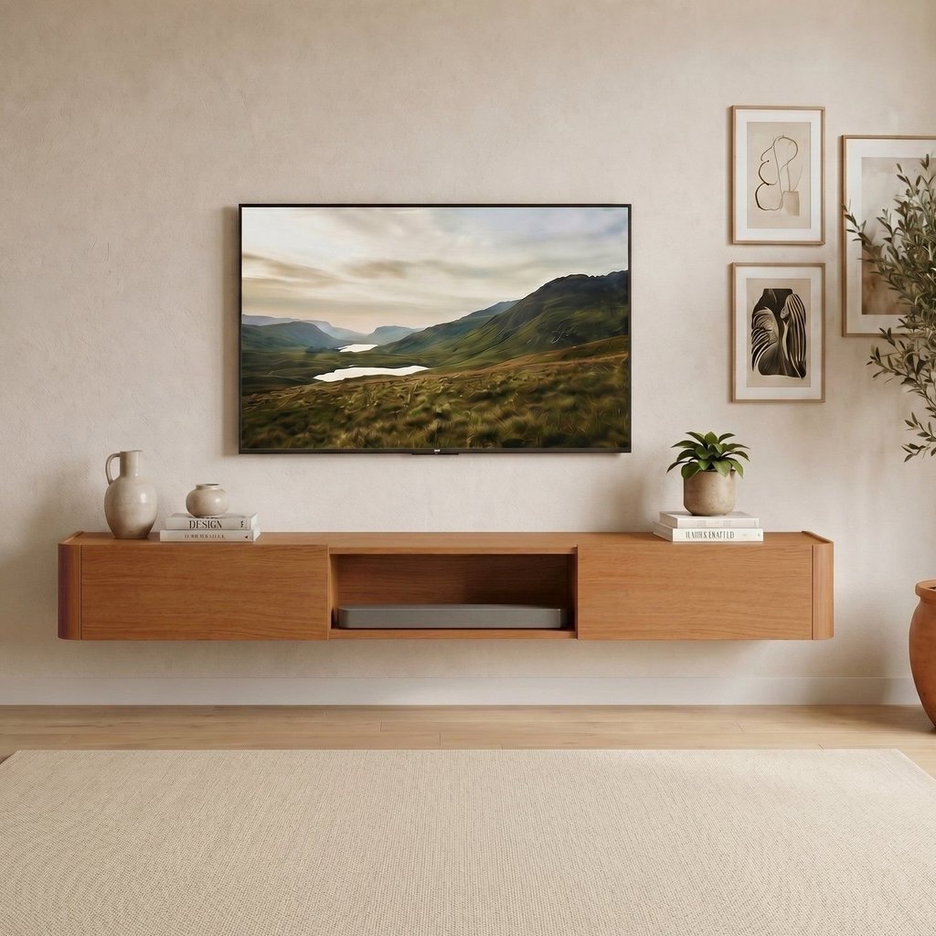 Rack para TV até 75 Polegadas 2 Gavetas Suspenso 100% MDF 180cm Oslo Marrom Naturalle