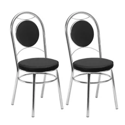 Conjunto 2 Cadeiras para Cozinha Debrum Yescasa Cromado/Preto Cromado/Preto