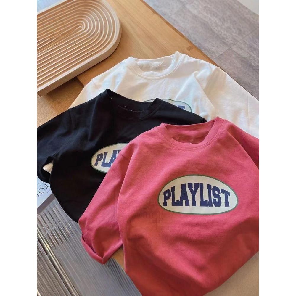 100% algodão meninos meninas camiseta de manga comprida versão coreana primavera outono carta impressão bebê crianças ou