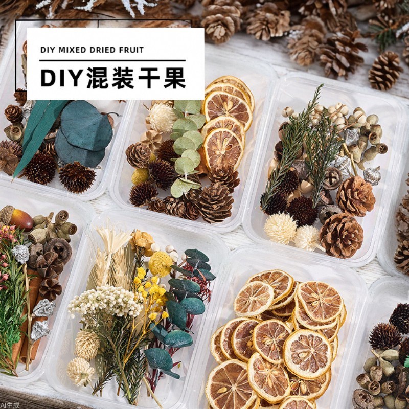 Kit de Materiais DIY para o Natal, Caixa de Flores Secas de Pinha, Decoração de Aromaterapia, Decoração com Flores Secas