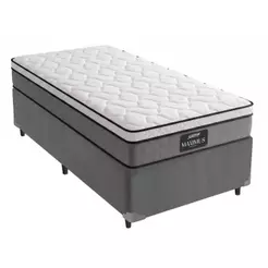 Cama Box Solteiro Colchão Gazin Maximus Molas Ensacadas 88x188x62cm Linho Grafite / Preto - Suporta até 120Kg por Pessoa